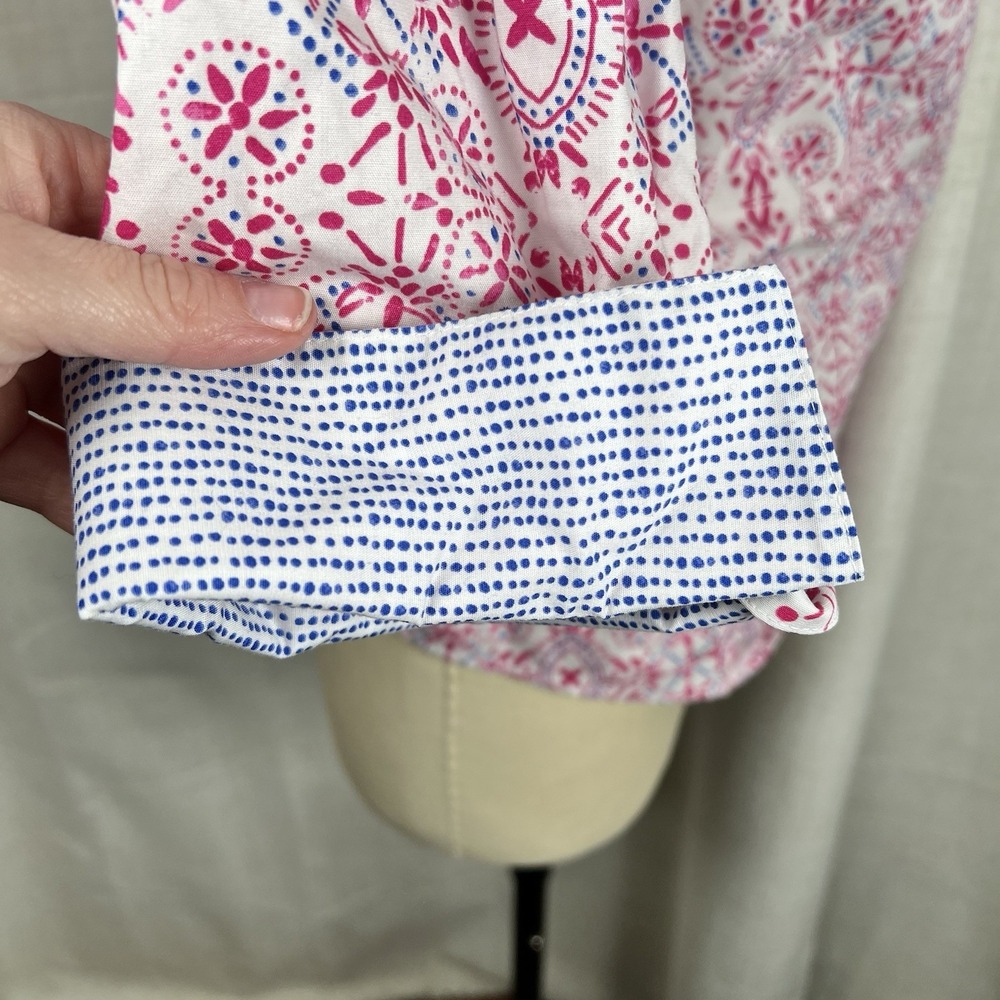 Foxcroft Easy Care Button Down Geometric Pink Blu… - image 5